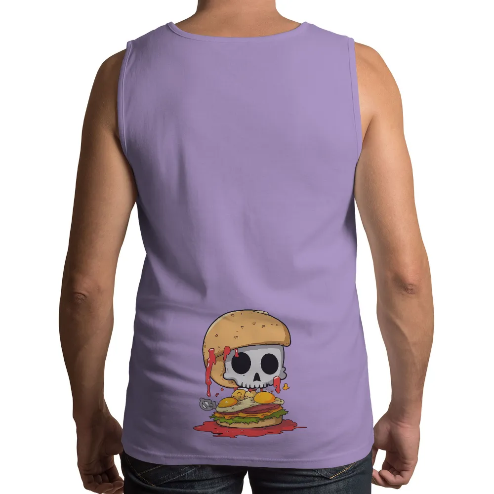 Customized Tee Shirts: Skull Burger - Dark Humor Meets Culinary Delight|pink fantasy football shirt