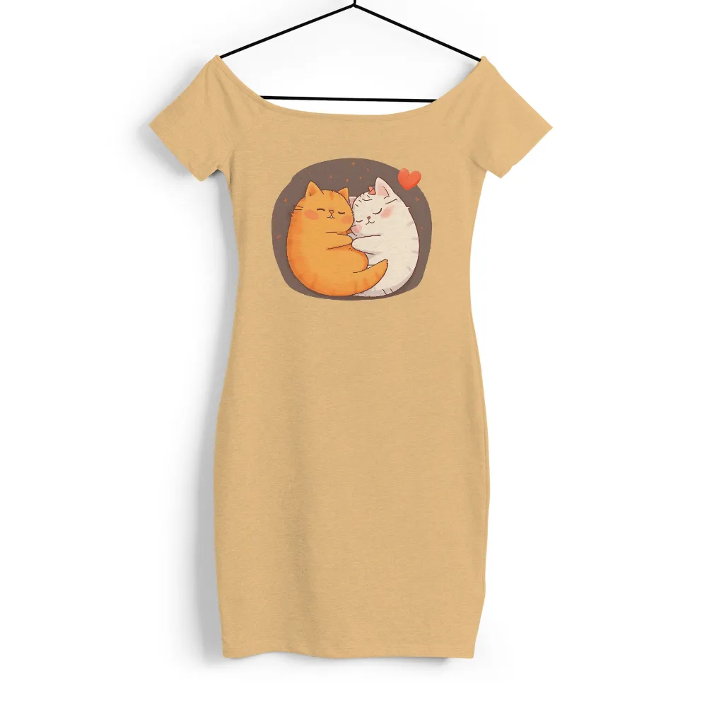 TShirt Design: Cats Embracing Love and Companionship|Heart symbol