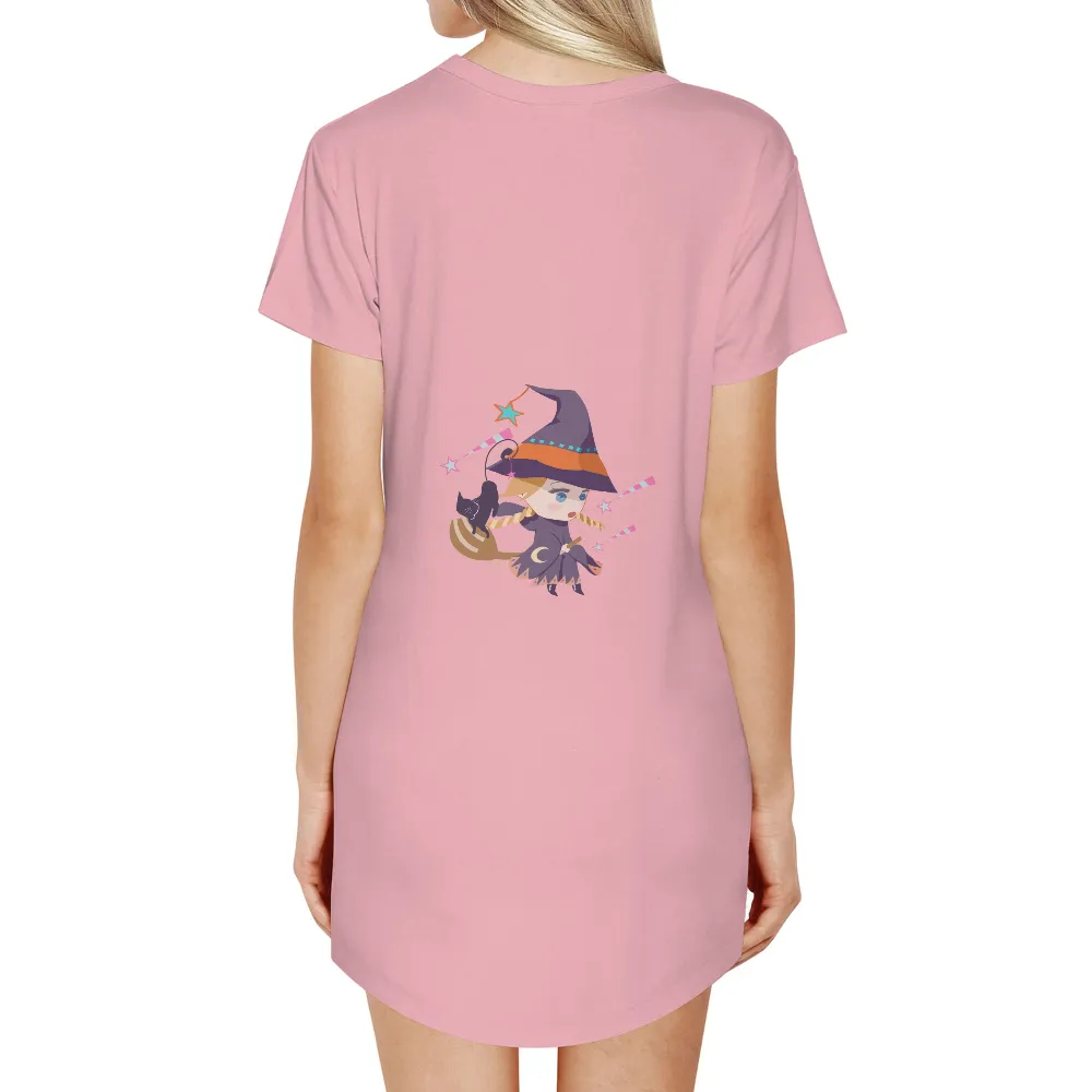 Tee Shirt Printing: Magical Witch with Colorful Stars|dallas stars twitter