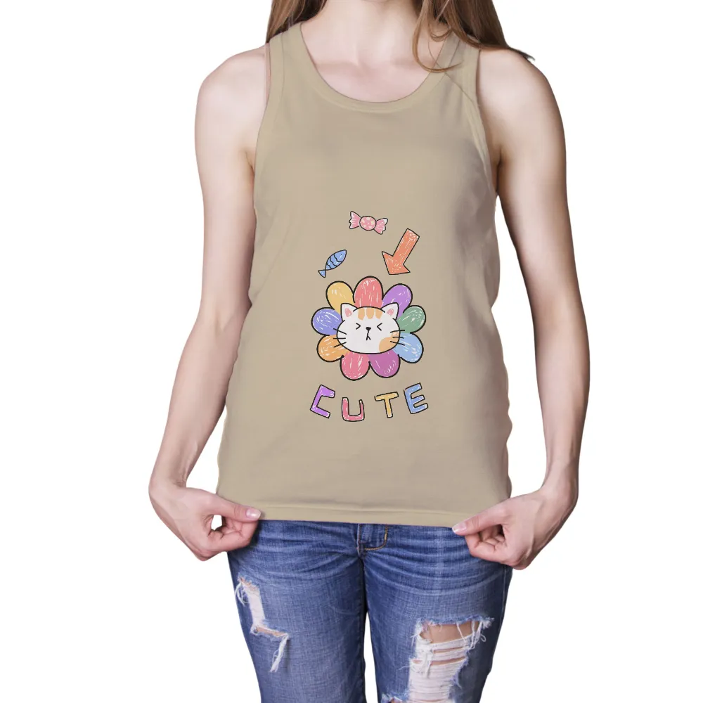 TShirt Printing: Whiskers' Dreamy Floral Halo - Cute and Colorful|tanjiro cat shirt