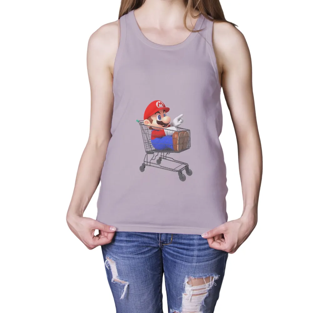 Customized Tee Shirts: Mario's Shopping Cart Adventure|super mario valentine shirt