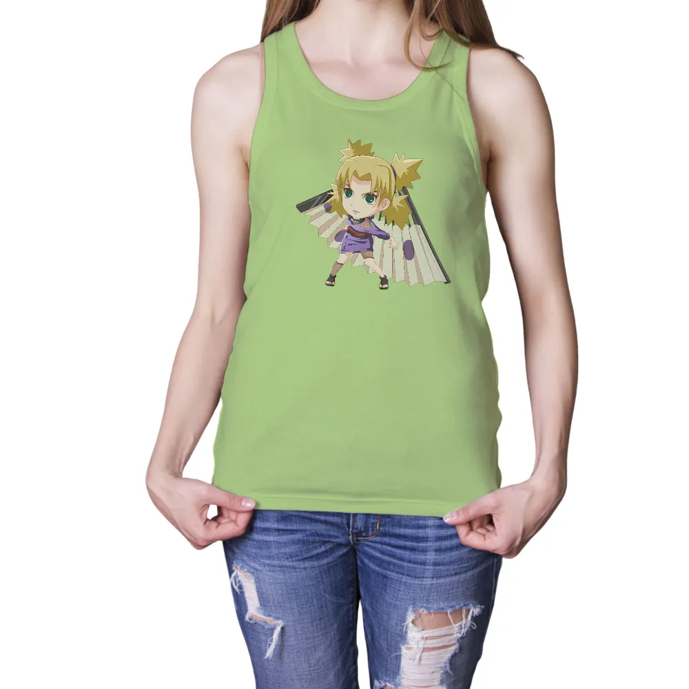 Tee Shirt Printing: Anime Ninja with Golden Hair and Large Fans|ninja pants naruto