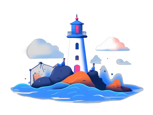 Custom Design with Lighthouse, Waves, and Night Sky