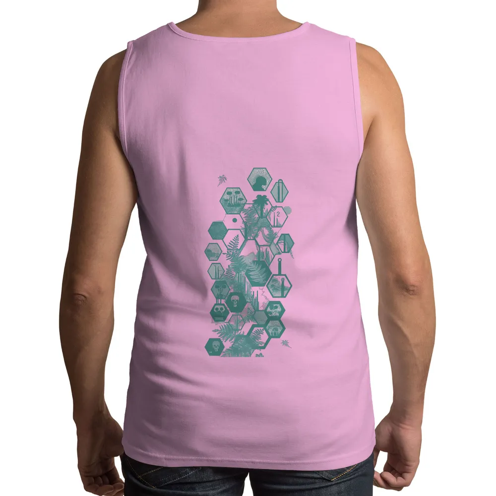 T-Shirt Printing: Nature's Secrets Unveiled in Teal and Black| Central skull figure