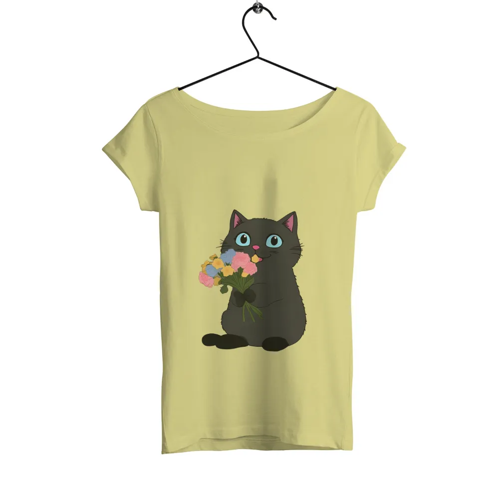 Tee Shirt Printing: Luna the Flower Cat Spreads Joy|cute summer tops to wear with jeans