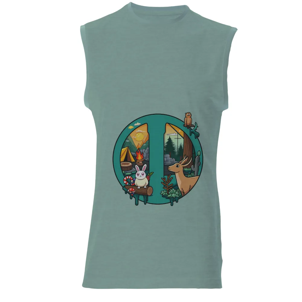 Customized Tee Shirts: Camping Adventures with Nature's Friends|Cute rabbit on a log