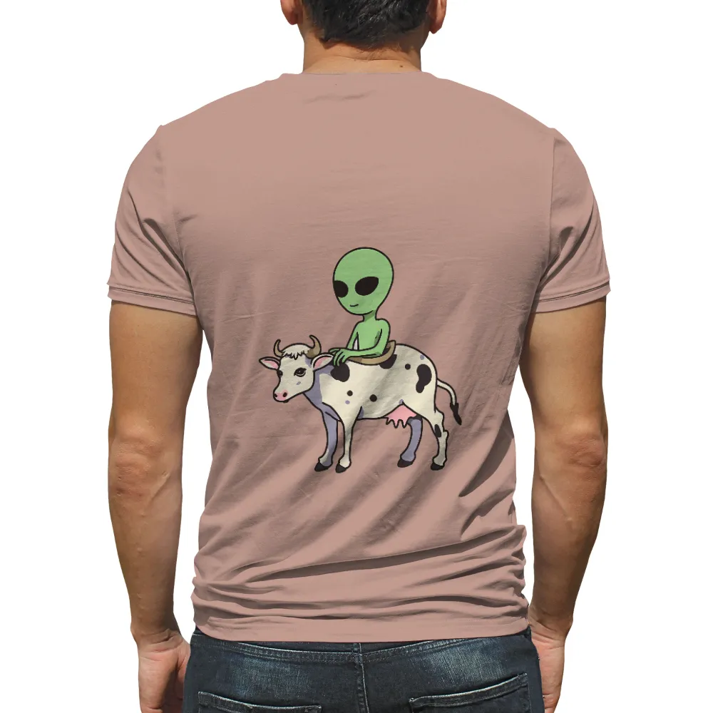 Shirts Graphic Tees: Alien Cow Friendship - Whimsical Humor Design|military t shirts humor uk