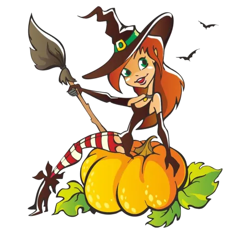 Shirts Graphic Tees: Witch on Pumpkin - Whimsical Halloween Design