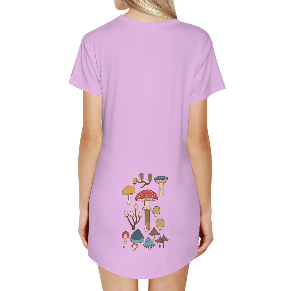 Custom T-Shirt Printing: Enchanted Forest Mushrooms| Vibrant forest scene