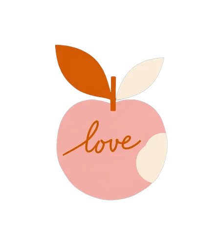 T-Shirts Design: Peach Love - Whimsical Nature Art