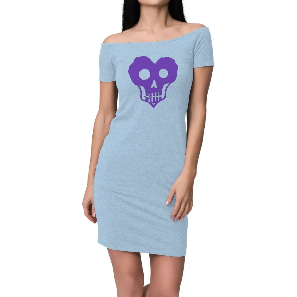 T-Shirts Pattern: Heart Skull in Purple - Artistic Love Design| Softened heart shape