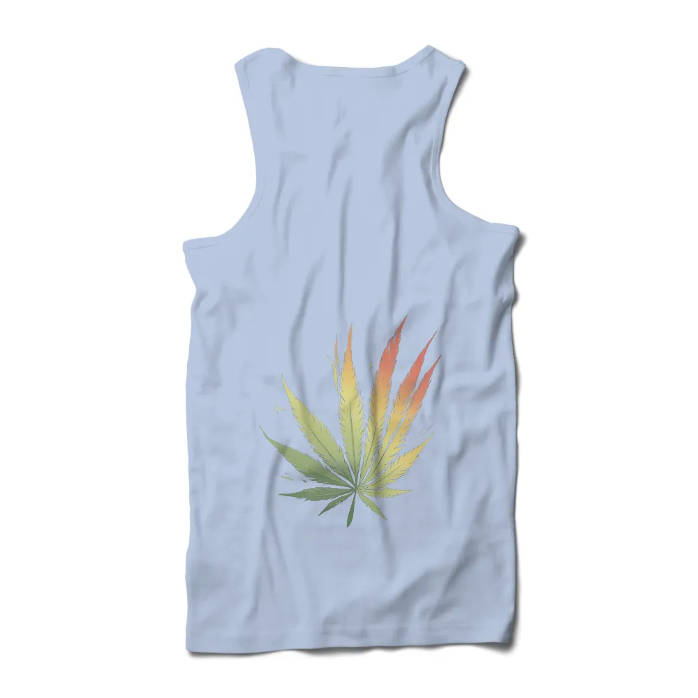 T-Shirts Design: Cannabis Leaf Gradient - Artistic Nature Transformation|t shirt design online sell