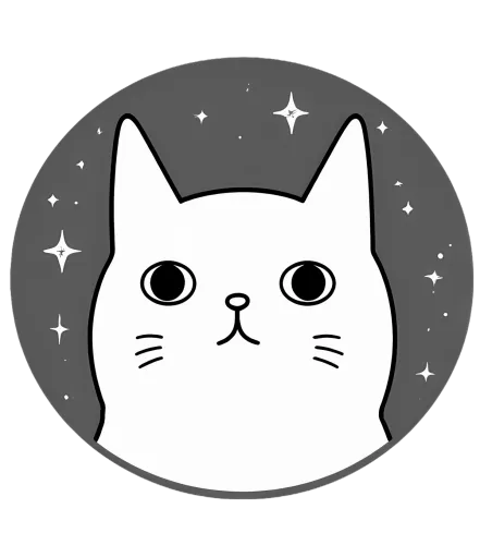 Whimsical Cat Face and Stars Design for Custom Apparel