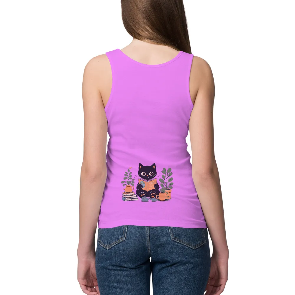 Tee Shirt Printing: Curious Cat Reading - Artistic Designs|cat t shirt 2022