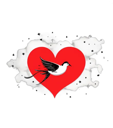 T-Shirts Custom: Heart and Bird - Freedom and Love