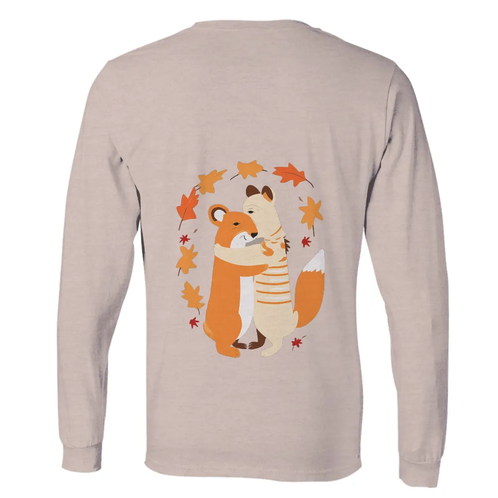 Custom Tee Shirts: Foxes Embrace in Autumn - Love and Comfort|valentines love shirt