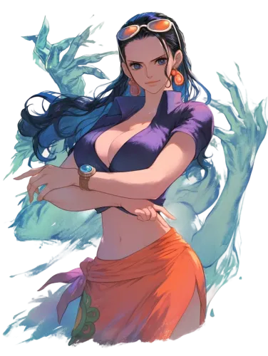 Nico Robin in Blue Top and Orange Skirt - nico robin t shirt