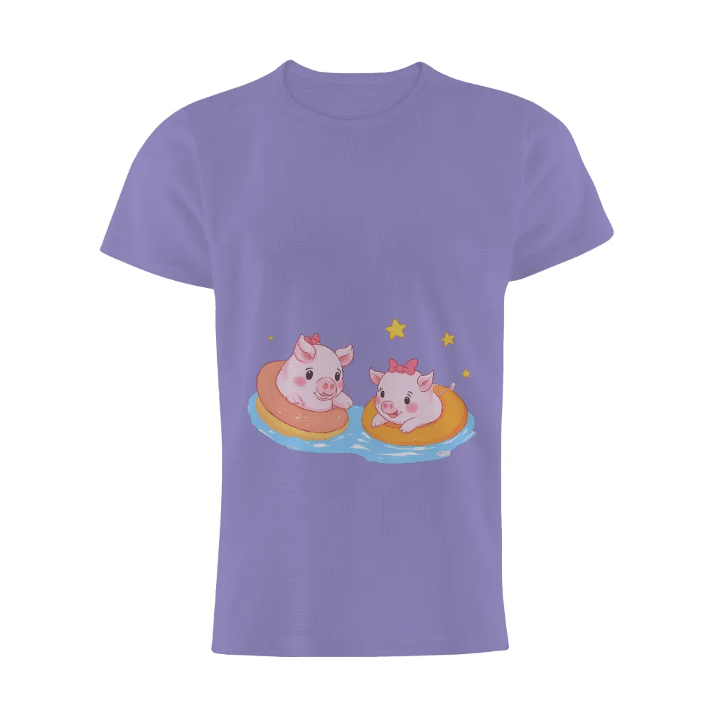 Graphic Tees: Adorable Pigs Floating on Inner Tubes| twinkling stars