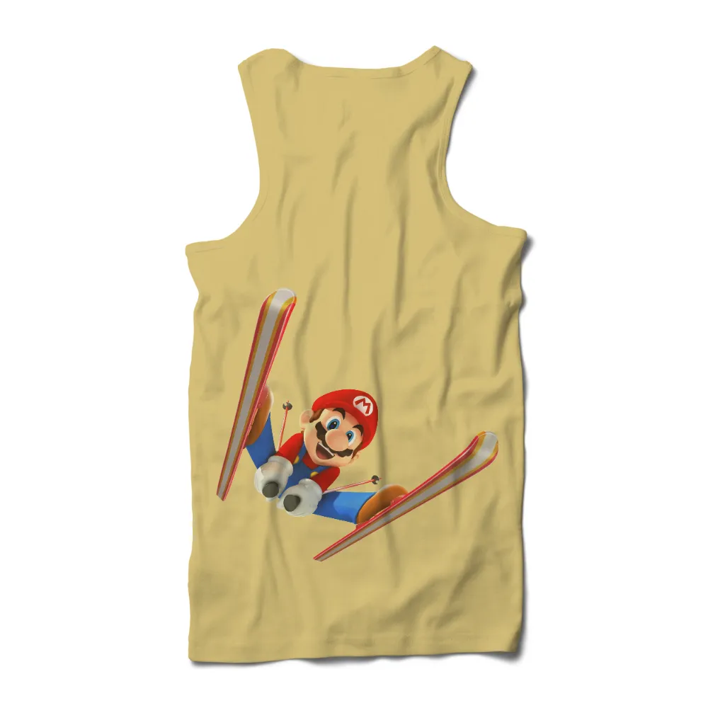 T-Shirts Custom: Mario Ski Adventure - Excitement and Determination|winter fur shirt for men