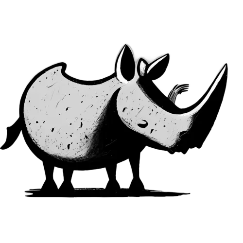 TShirt Printing: Black & White Rhino - Nature's Strength