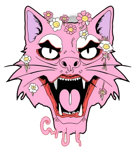 Custom T-Shirt Printing: Pink Cat with Flowers - Artistic Design