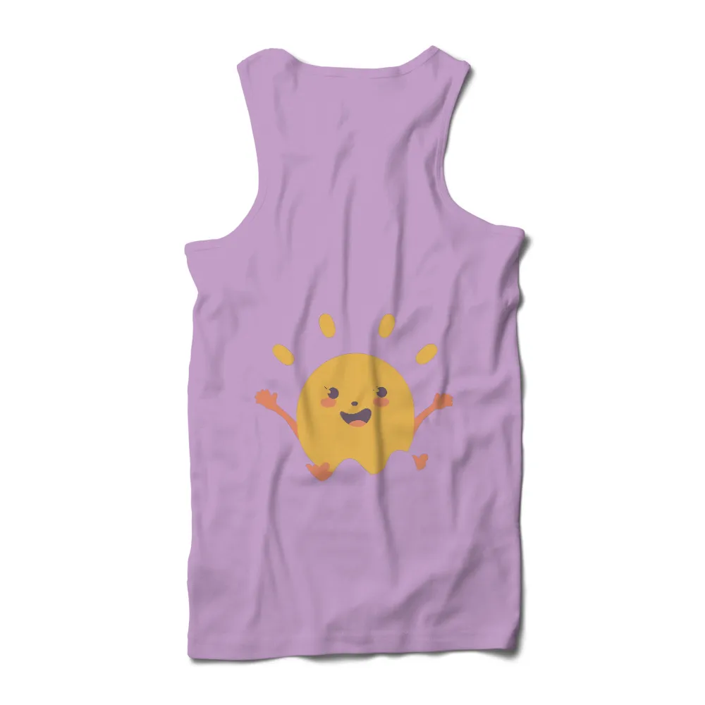 Tee Shirts Printed: Embrace the Sunshine with Sunny - Happiness, Joy, Positive Vibes|Bright yellow sun character named Sunny