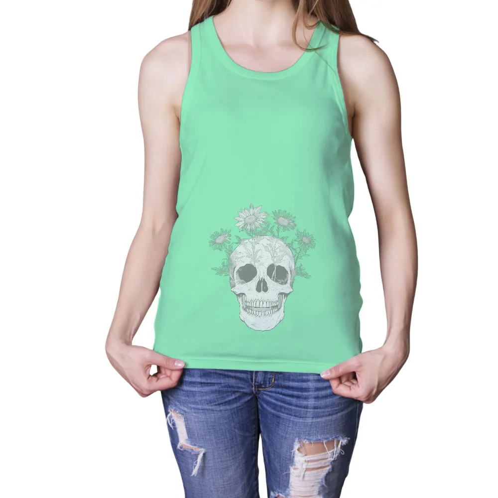 Customized Tee Shirts: Skull with Sunflowers - Artistic Design|bakugou in his skull shirt