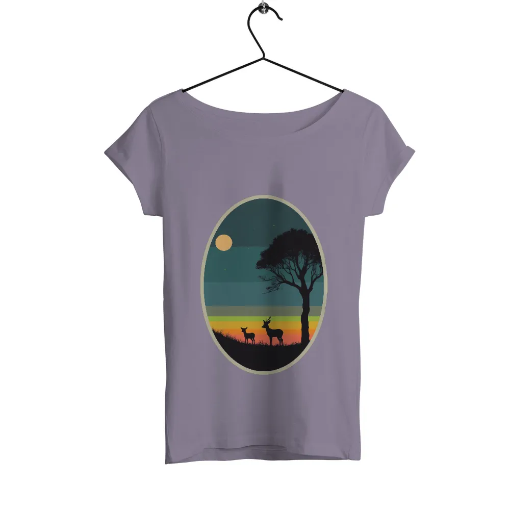 Shirts Graphic Tees: Deer Silhouette at Sunset|minecraft sun and moon shirt