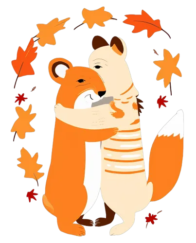 Custom Tee Shirts: Foxes Embrace in Autumn - Love and Comfort