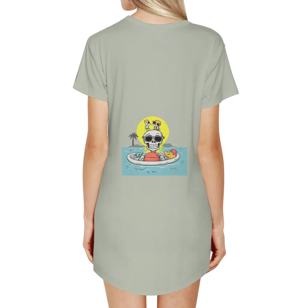 Tee Shirts Printed: Skeleton Beach Adventure|tropical floral shirt womens