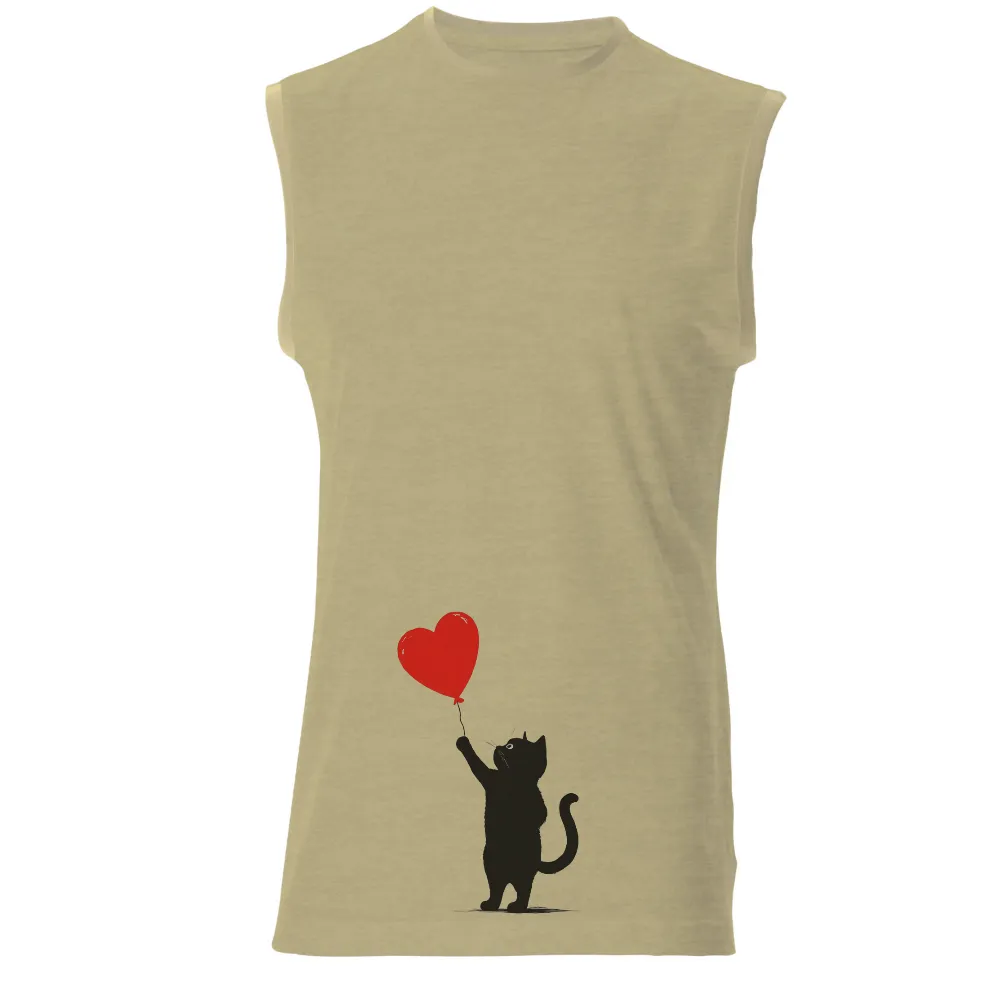 TShirt Printing: Black Cat with Heart Balloon - Love and Joy|love today t shirt