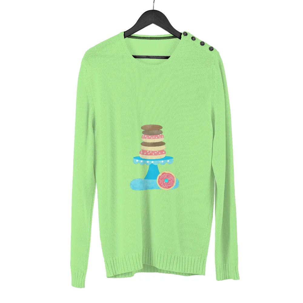 T-Shirts Pattern: Whimsical Donut Stack | Sweet Treats & Happiness| cheerful composition