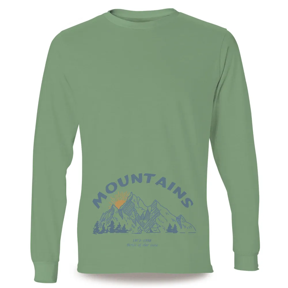 Graphic Tees: Mountains Pixel Art - Vintage Sunrise Design|r&b vintage t shirt