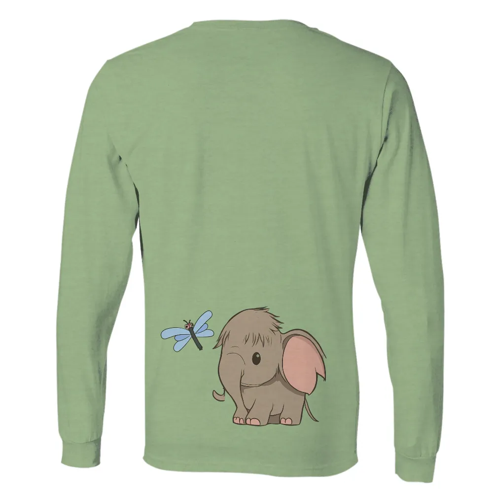 TShirt Printing: Cute Elephant and Dragonfly - Artistic Design|cartoon character long sleeve shirts