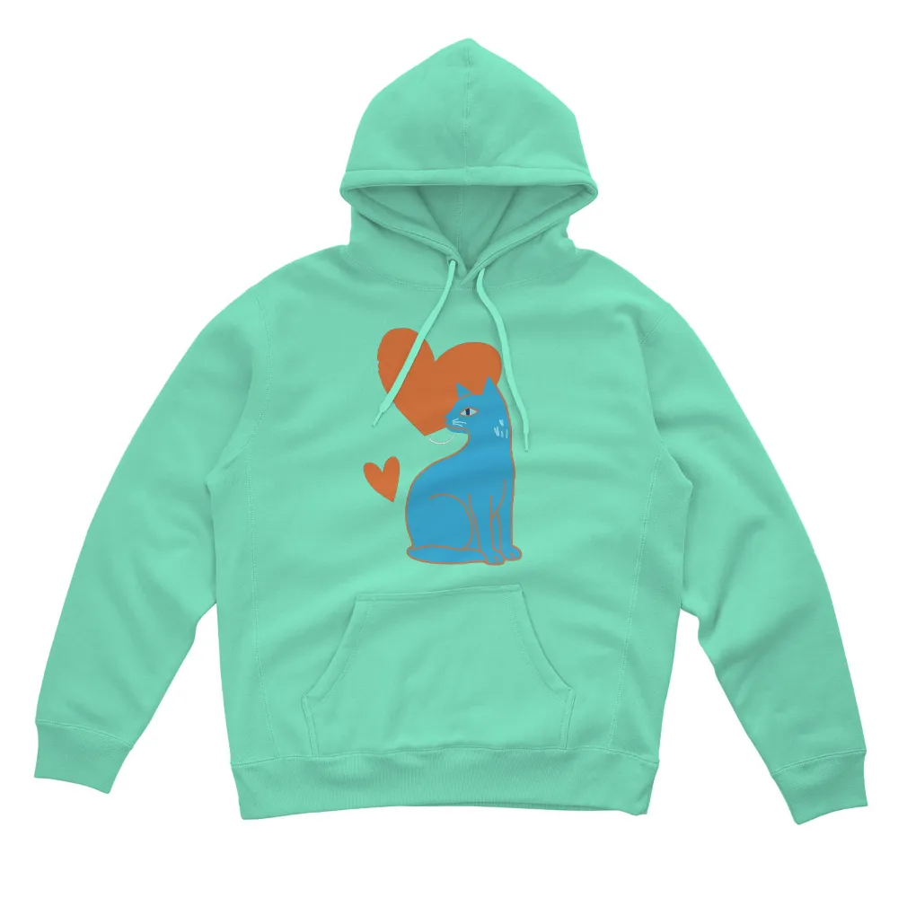 Graphic Tees: Blue Cat with Orange Heart - Unique Perspective and Love|t shirt roblox i love