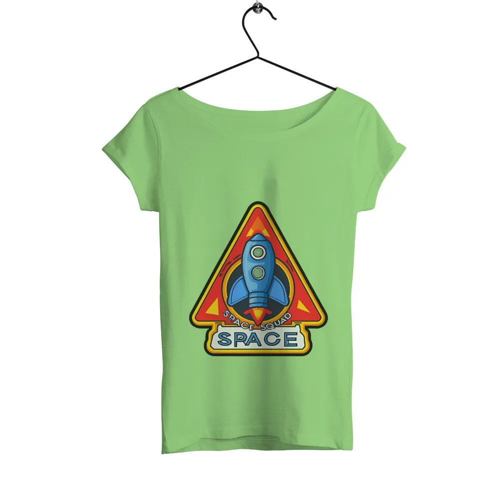 Tee Shirts Printed: Space Squad Adventure - Rocket, Exploration, Whimsical Design|black shirt cartoon character