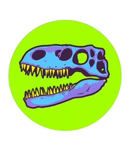 Custom Neon Pop Art: Vibrant Dinosaur Skull Design