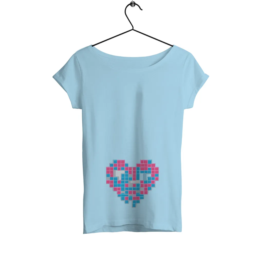 Custom Tetris Heart Design: A Nostalgic Homage to Retro Gaming|90s theme birthday shirt