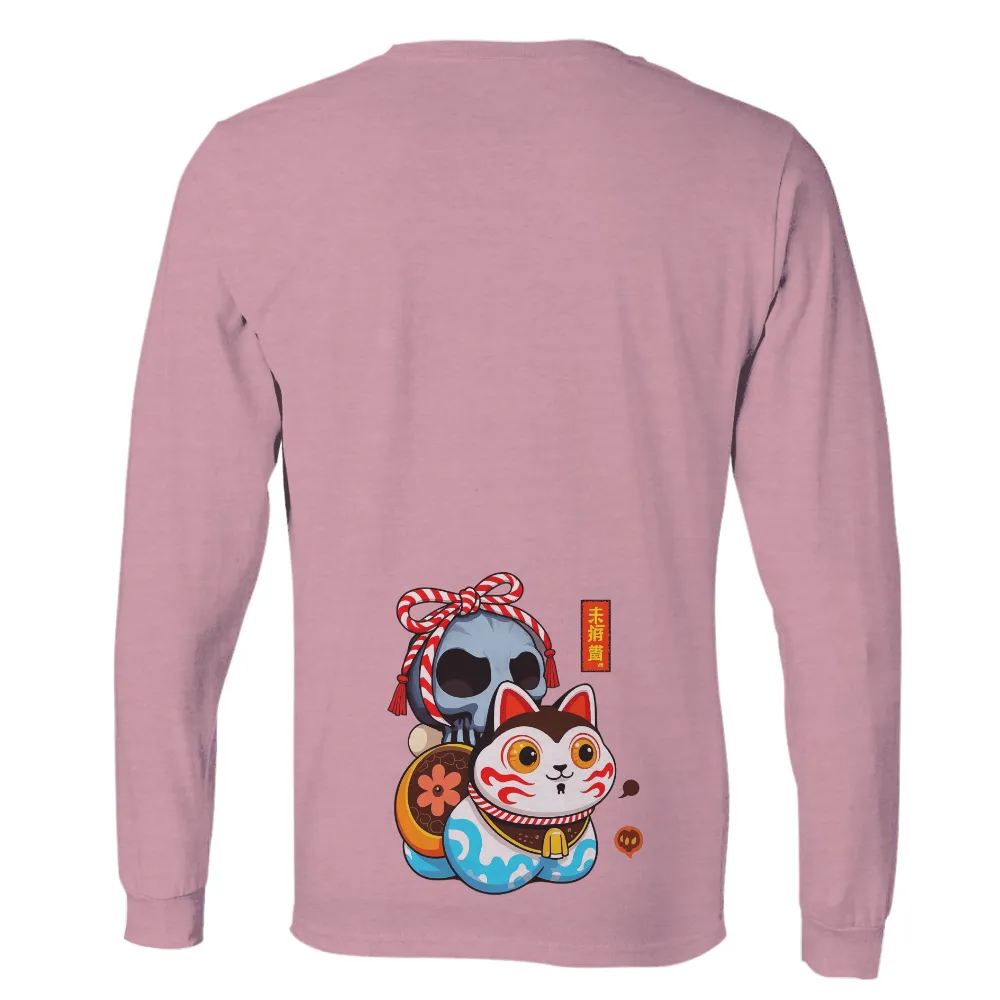 Tee Shirt Printing: Maneki Neko & Skull - A Blend of Tradition and Modern Art| Beckoning Cat