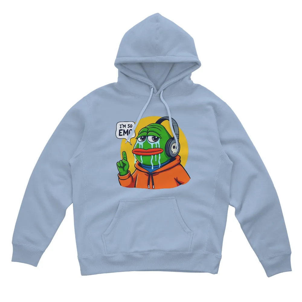 T-Shirts Custom: Emo Frog in Orange Hoodie | Funny & Quotes Tees| melancholic mood