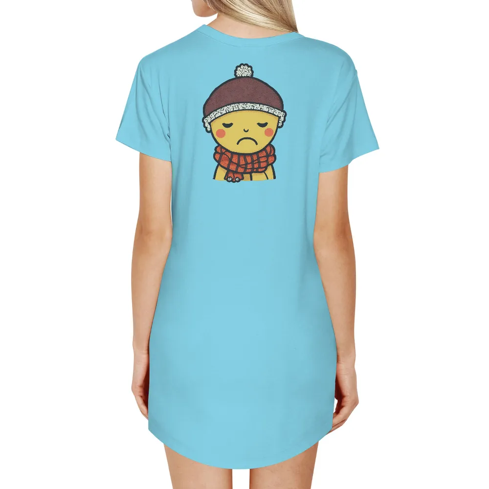 TShirt Printing: Winter Warmth - Sad Milo with Beanie and Scarf|winter soldier women's shirt