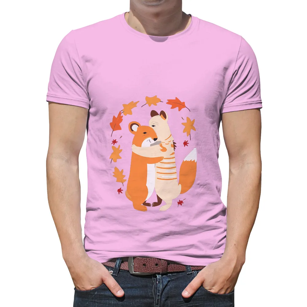 Custom Tee Shirts: Foxes Embrace in Autumn - Love and Comfort|i love hot rodeo moms shirt