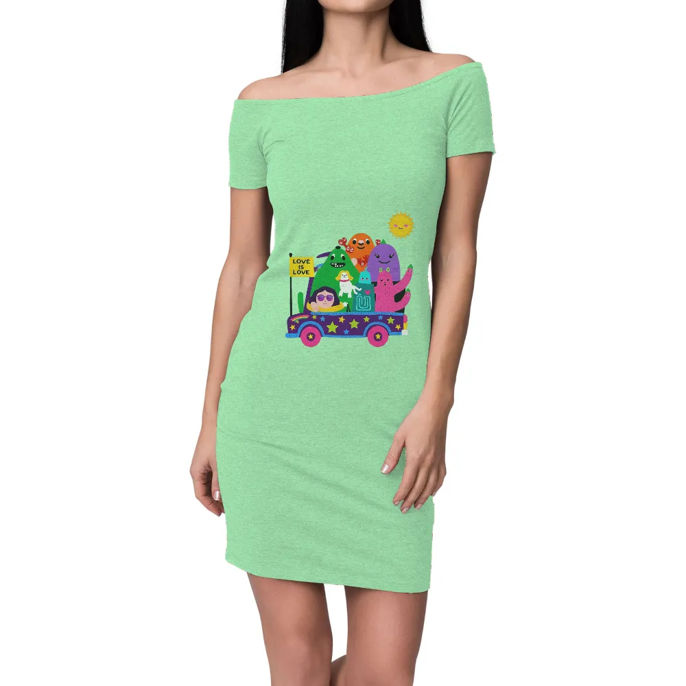 Shirts Graphic Tees: Love is Love Parade with Colorful Monsters|love for damar 3 shirts