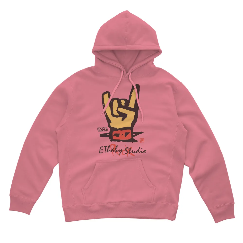 T-Shirts Custom: Rock On Gesture - Bold Yellow Hand, Red Mouth|roblox red hoodie t shirt