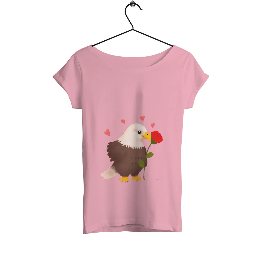 Graphic Tees: Bald Eagle with Red Rose - Artistic Love Design|hearts of space t shirt