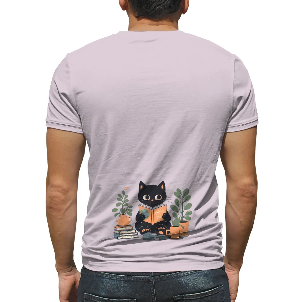 Tee Shirt Printing: Curious Cat Reading - Artistic Designs|cat easter shirt