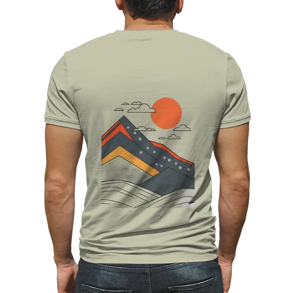 Graphic Tees: Adventure Mountains - Explore and Conquer| large orange sun