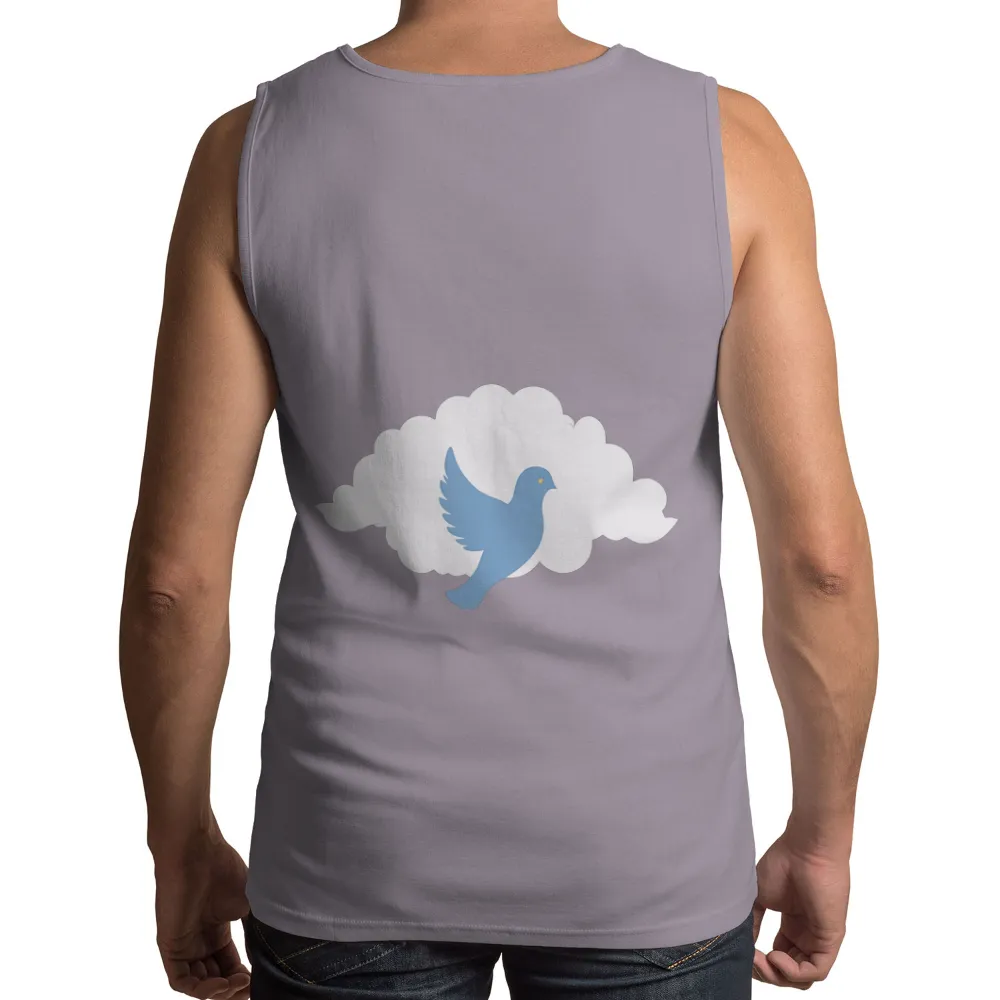 TShirt Design: Blue Bird Soaring Through Clouds - Freedom & Peace|peace love camping shirt