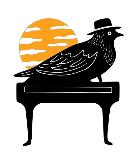 Customized Tee Shirts: Bird on Piano - Whimsical Artistic Design