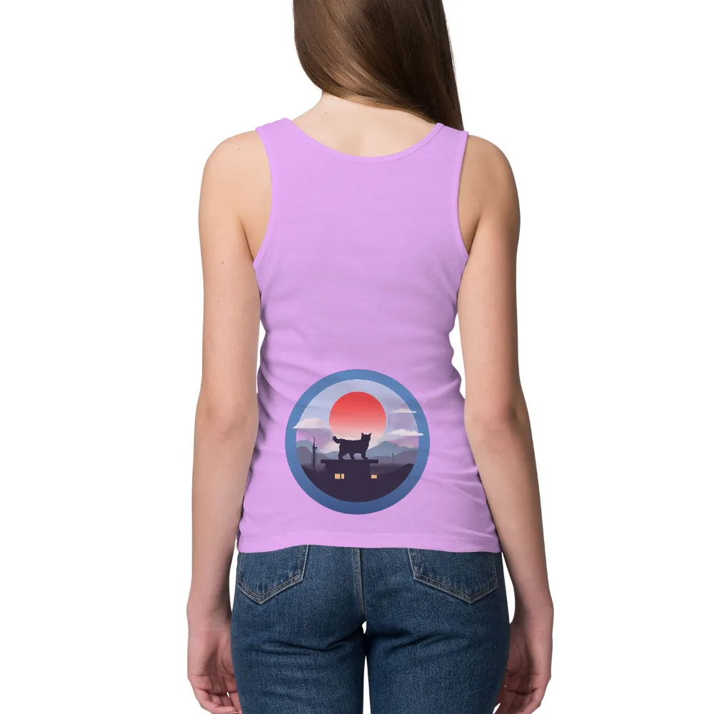 Tee Shirt Printing: Cat Silhouette at Sunset - Artistic Urban Design|im only talking to my cat today shirt